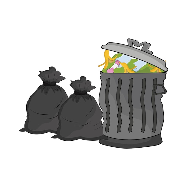 Illustration of trash bin