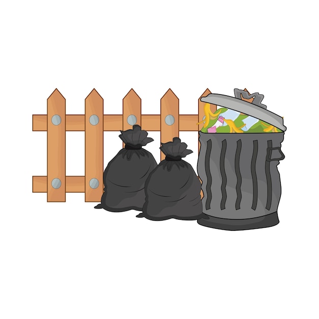 Illustration of trash bin