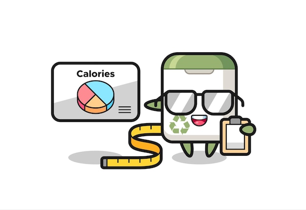 Illustration of trash can mascot as a dietitian