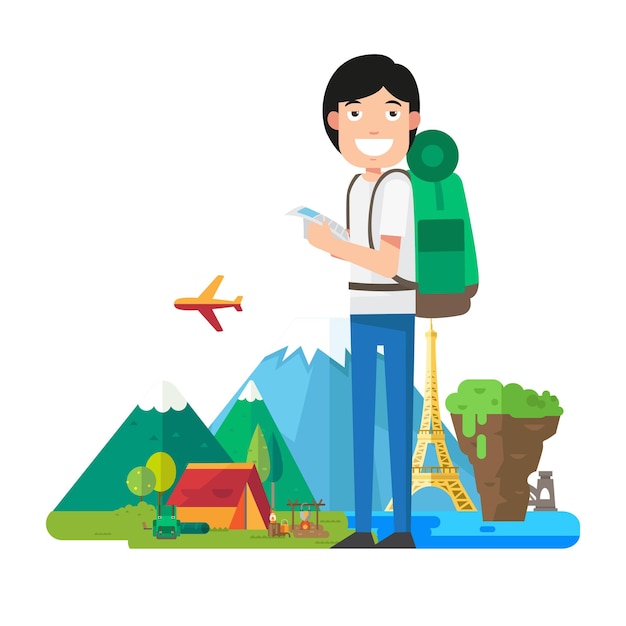 Vector illustration of a traveler man vector