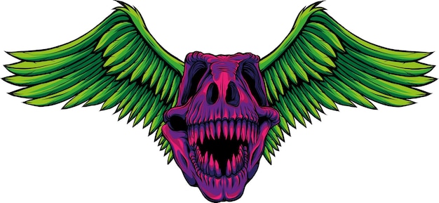 illustration of Trex skull with wings