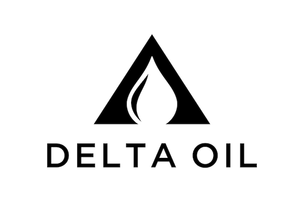 Illustration triangular sign shape with oil negative space logo design