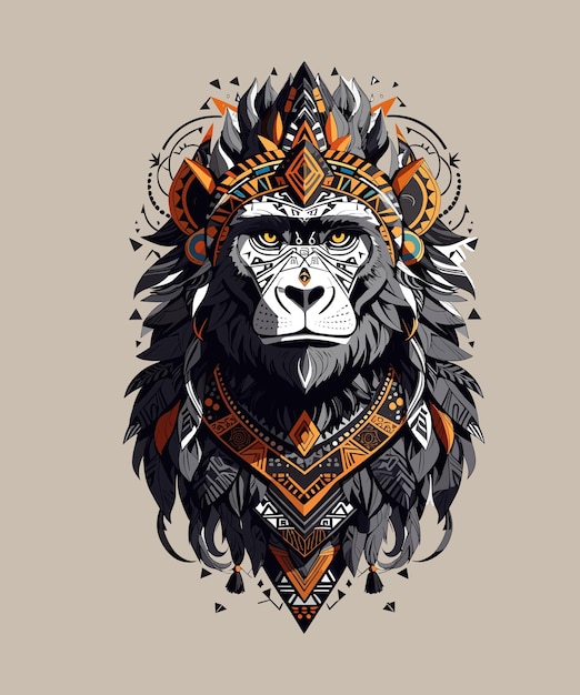 Illustration of a tribal ape design