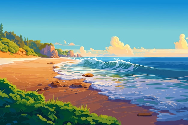 Premium Vector | Illustration of tropical beach wallpaper