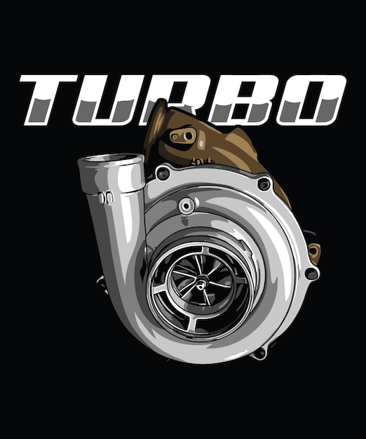 Vettore illustrazione di un turbo con la parola turbo scritta sopra