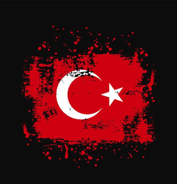 Illustration of turkey flag grunge brush splatter background