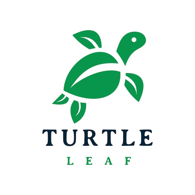 Illustration of turtle with green leaves vector design on whitedark and green background