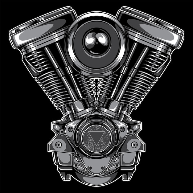 Vector illustration of twin motor engine