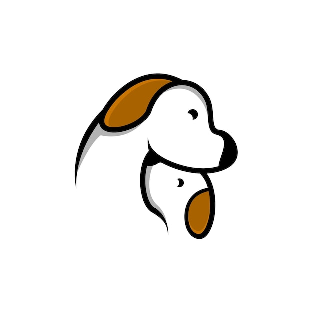 Illustration of two brown dogs logo design cute little dog with a flat and minimalist style