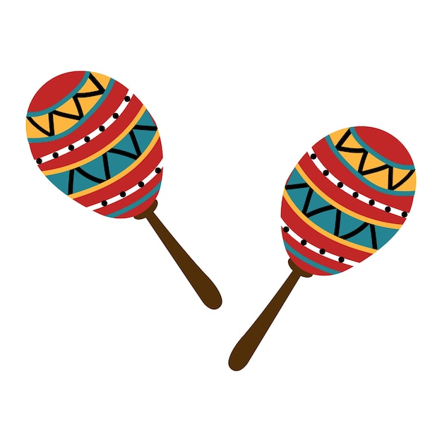 Vector an illustration of two cartoon style maracas isolated on white mexican musical instruments