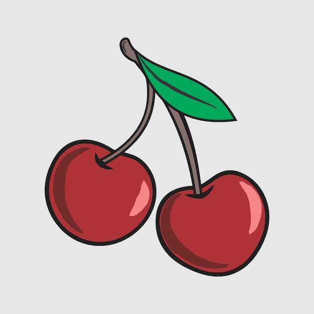 Vector illustration of two delicate cherries