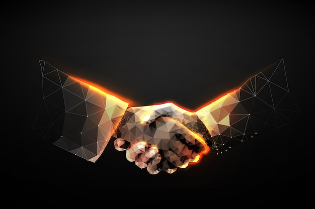 illustration of two hands handshake in the form of a starry sky or space