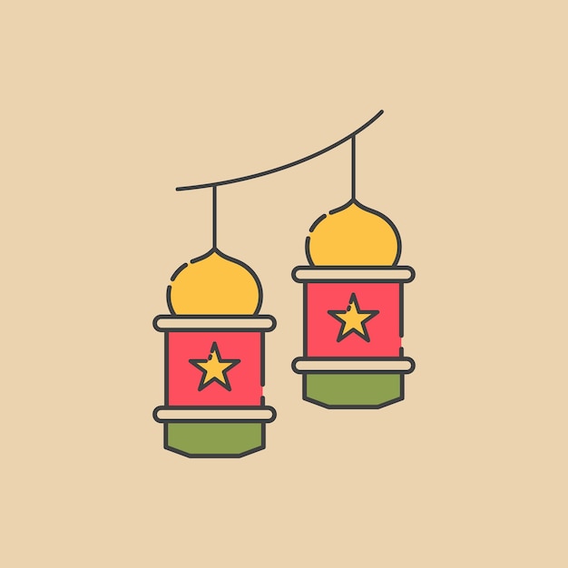 Illustration of two lanterns with a star on the top.