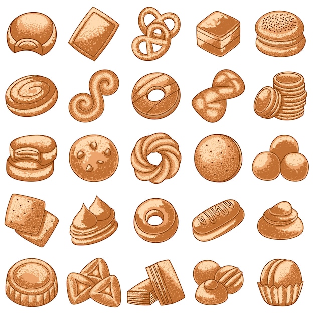 Illustration of types of flour cookies abstract art style perfect for stickers and decoration