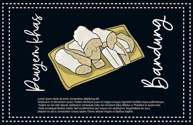 Vector illustration of typical bandung peuyem food in cartoon style