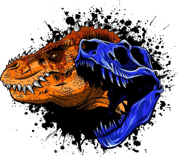 illustration of Tyrannosaurus rex with skull