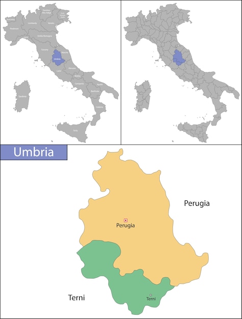 Vector illustration of umbria is a region in central italy