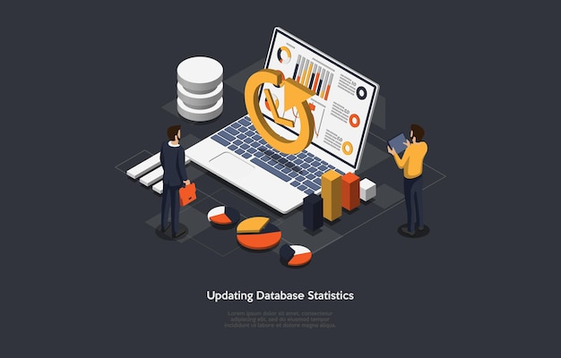 Illustration Of  Updating Database Statistics Concept.