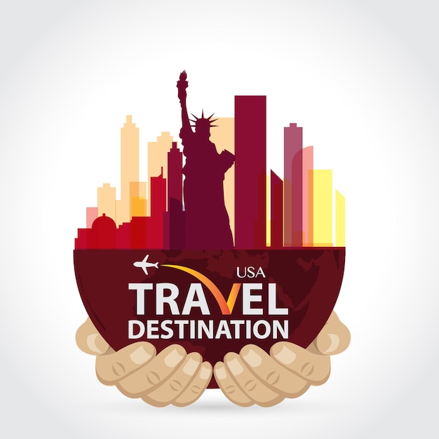 Illustration usa travel destination concept 