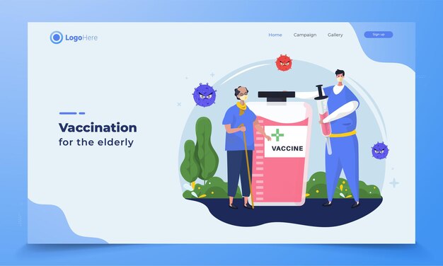 Иллюстрация вакцинации для пожилых людей концепции
