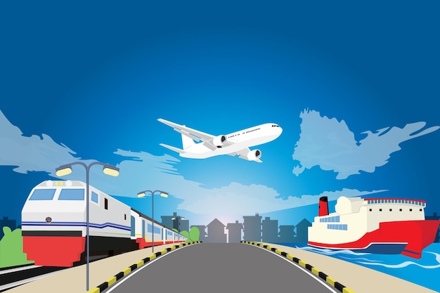 Vector illustration of various transportation background