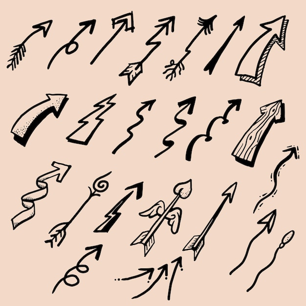 さまざまな種類の矢印手描き画像のイラスト