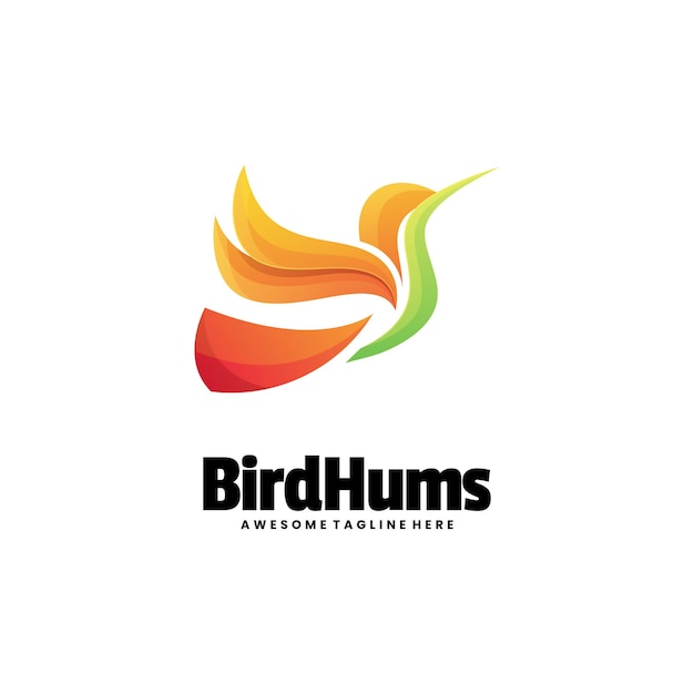 Vettore illustrazione vector bird humming gradient stile colorato
