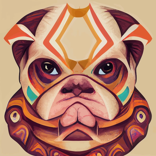 illustration vector of bulldog in tribal hand draw style, image for printing on kid shirt