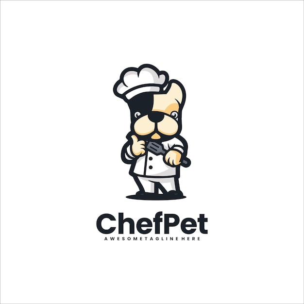 Vettore illustrazione vector chef pet mascot cartoon logo stile