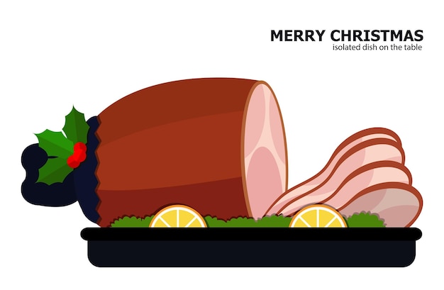 Vector illustration vector of christmas leg ham on christmas theme