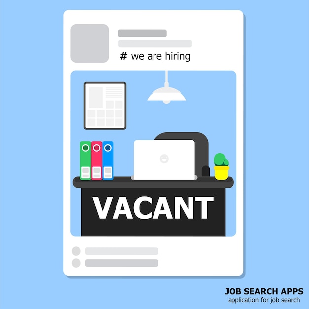 illustration vector concept of job search applicationCartoon flat design