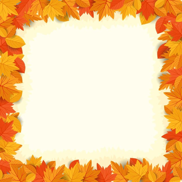 Illustration vector design of autumn background with flat leaves