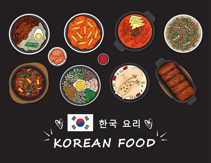 Vector illustration vector doodle cartoon of tradition asian korean food