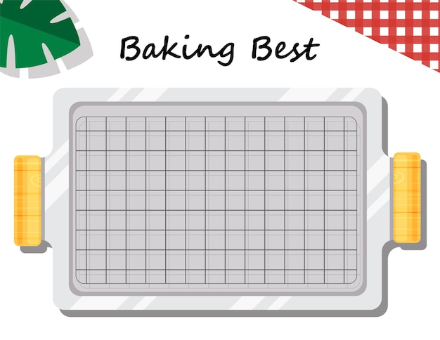 Illustration vector flat cartoon of baking background concept with tray and decoration on table top