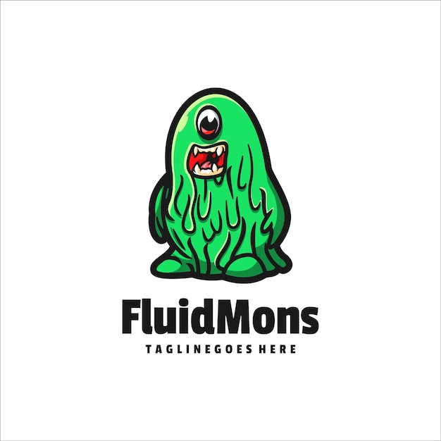 Illustrazione vector fluid monster mascot in stile cartone animato