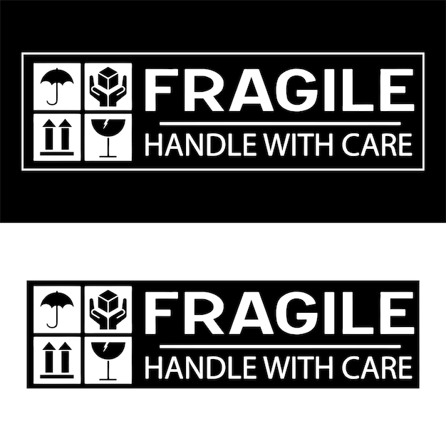 Vector illustration vector fragile handle with care sticker and poster for delivery service