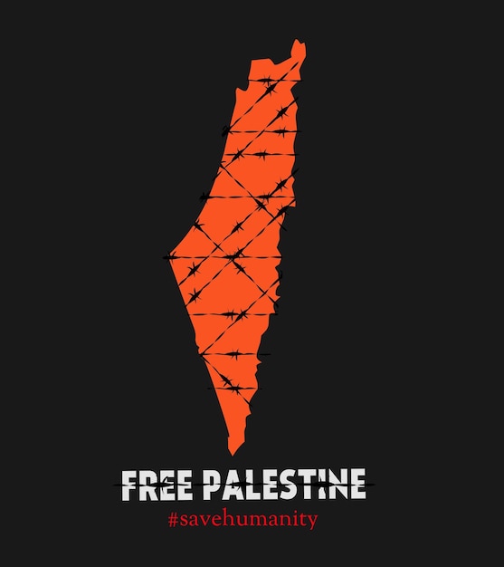 вектор иллюстрации свободной Палестины, спасти человечество, символ провода, идеально подходит для кампании, плаката и т. д.