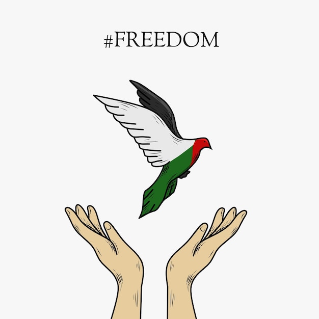 Vector illustration vector of freedom bird with palestine skin perfect for print,poster,etc.