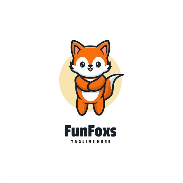 Vettore illustrazione vector fun fox mascot in stile cartone animato