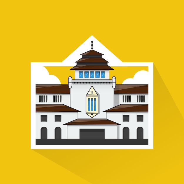 Illustration Vector of Gedung Sate in Flat Design