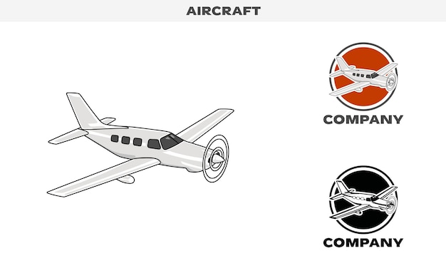 Illustration vector graphic of Aircraft colorful and black and white color variation Logo Badge Template vector