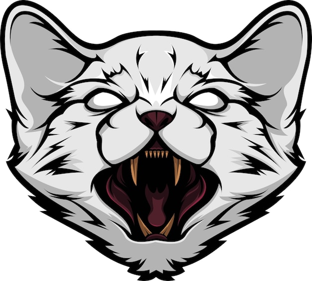 Vector illustration vector graphic of angry cat head mascot good for logo sport ,t-shirt ,logo