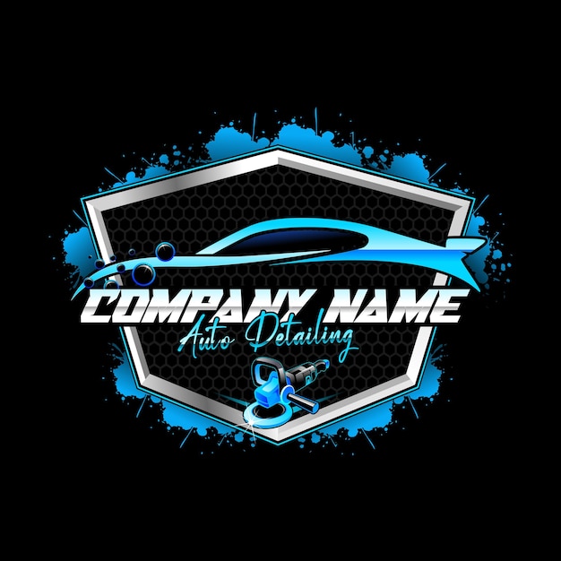 Illustration vector graphic of auto detailing service logo design on black background