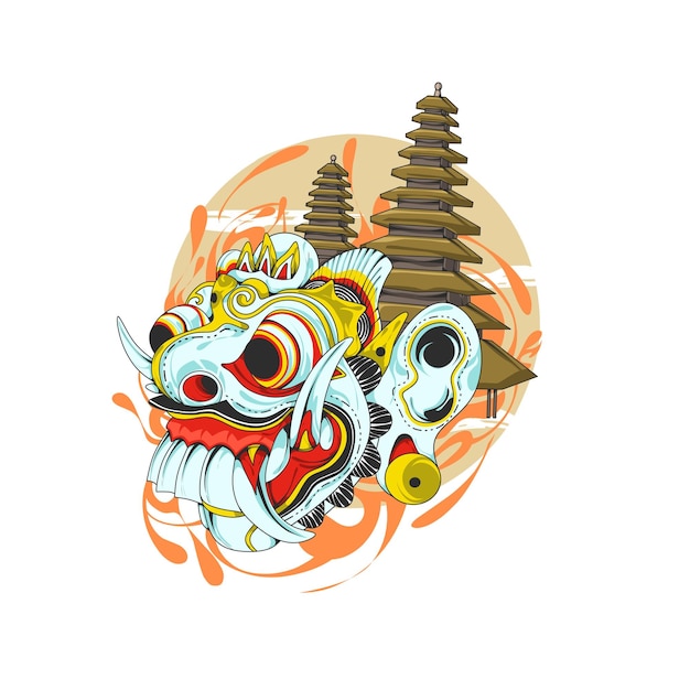 Illustration vector graphic of barong mask suitable for tshirt design logo design etc