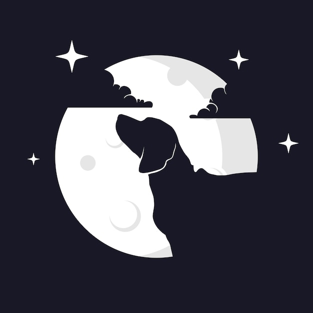 Vettore illustrazione grafica vettoriale di cane beagle con sfondo luna. perfetto da usare per t-shirt o eventi