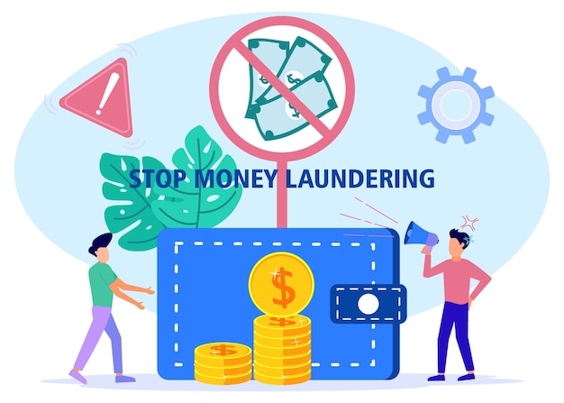 Vector illustration vector graphic cartoon character of anti stop money laundering