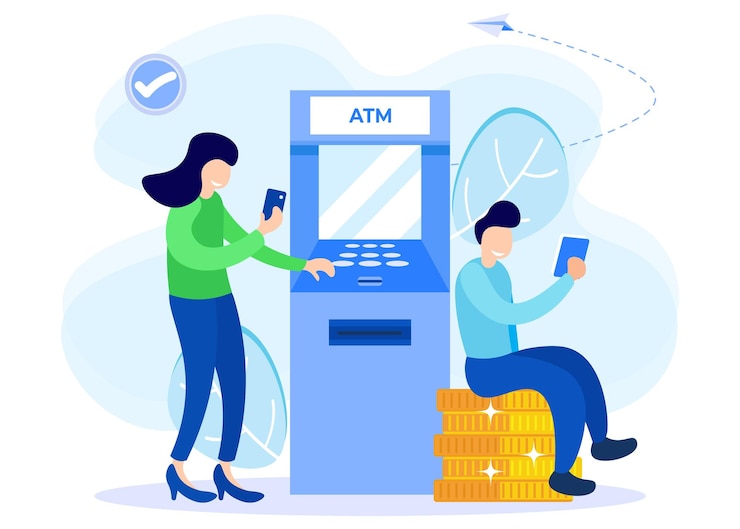 Vector illustration vector graphic cartoon character of atm