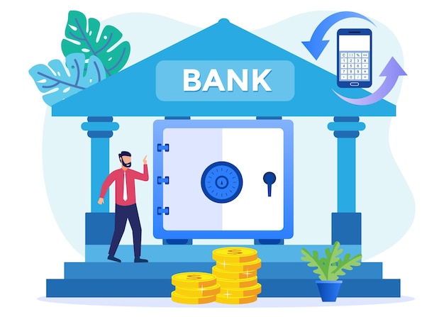 Illustration vector graphic cartoon character of bank