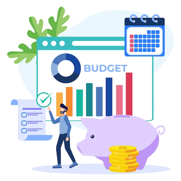 Illustration vector graphic cartoon character of budget