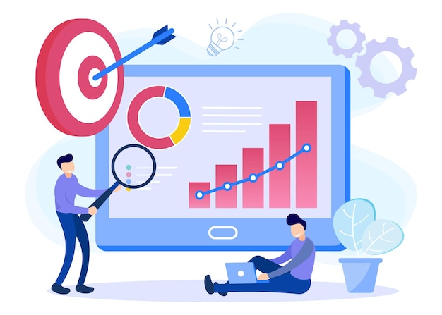 Illustration vector graphic cartoon character of business analysis